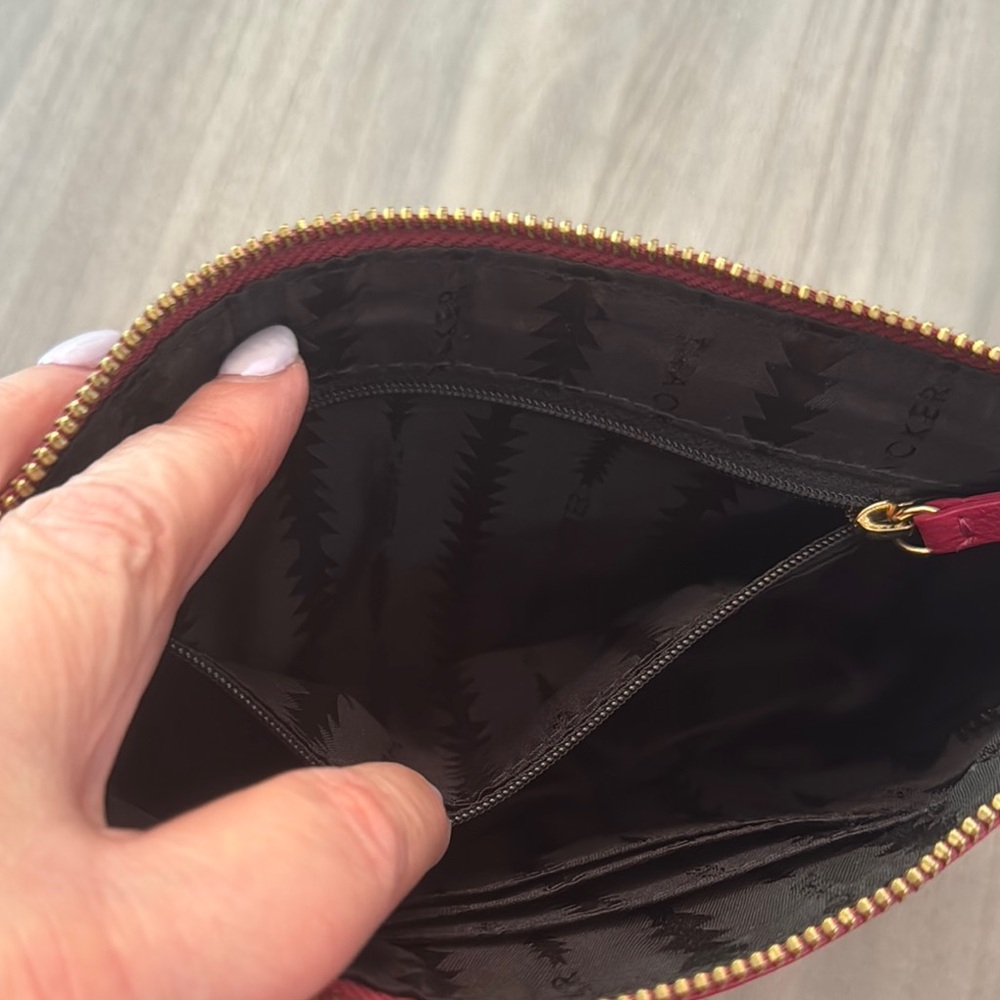 THACKER- Elegant Pink Leather Clutch with Gold Accent - Picture 9 of 10